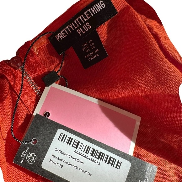 Pretty little thing Plus Rust One Shoulder Corset Top Size 14 NWT - Picture 9 of 17